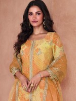 Buff Faux Georgette Party Wear Sharara Suit